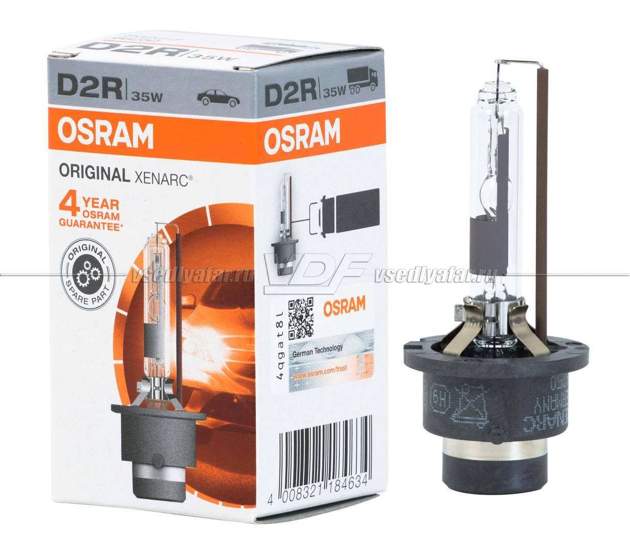 Ксеноновая лампа OSRAM D2R Xenarc Original 12V-35W, 1шт, 66250 