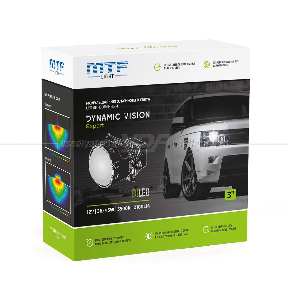 Светодиодные линзы MTF Light Dynamic Vision Expert 5500K Bi-Led (комплект 2 шт) HL45K55E