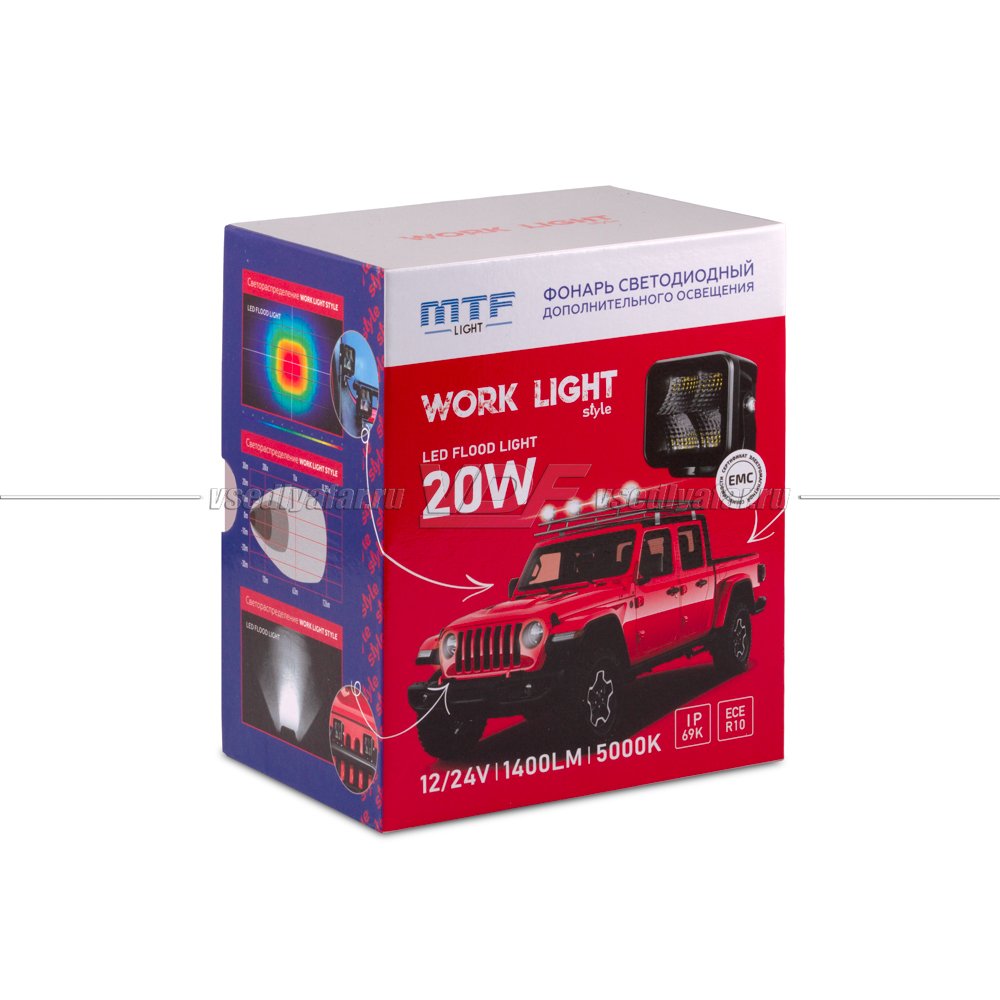 Прожектор светодиодный MTF Light серия STYLE 12/24В, 20Вт, 1400лм, ECE R10, 1 шт. WH20S