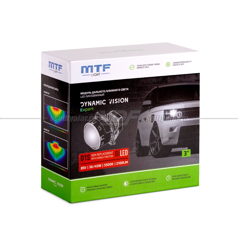 Светодиодные линзы MTF Light Dynamic Vision Expert D1S CANBUS 5500K Bi-Led (комплект 2 шт) HL45D1