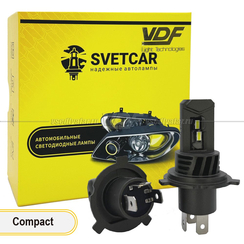 Светодиодные лампы SVETCAR Compact H4 5500K, 2шт