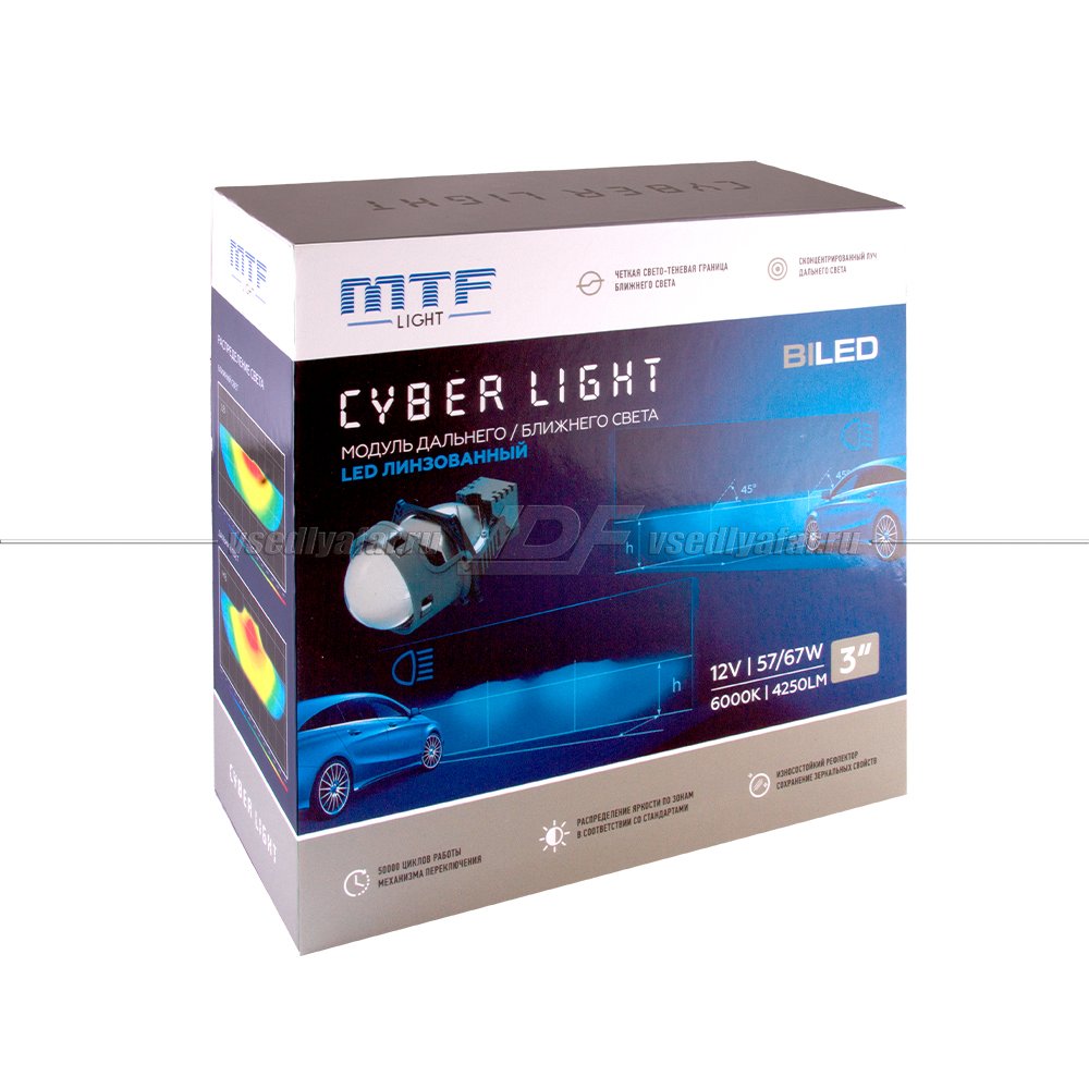 Светодиодные линзы MTF Light Cyber Light 3 6000K Bi-Led (комплект 2 шт) HL67K60